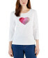 Фото #1 товара Футболка женская Karen Scott с графическим сердцем, модель Pullover Top, Created for Macy's