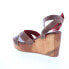 Bed Stu Grettell F376013 Womens Brown Leather Slip On Wedges Sandals Shoes