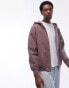 Topman vintage wash zip through hoodie in mink