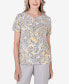 ფოტო #1 პროდუქტის Petite Charleston Paisley Ruched Top