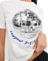 Bershka baby tee with 'London disco' print