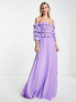 Фото #7 товара Trendyol ruffle bandeau sleeve dress in purple