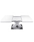 Modern Square Dining Table, Stretchable, White Table Top+MDF X-Shape Table Leg With Metal Base