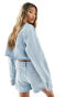 Kyo The Brand denim cropped diamante jacket co-ord in light blue wash