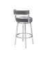Madrid 26" Counter Height Swivel Gray Artificial leather and Brushed Stainless Steel Bar Stool