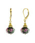 ფოტო #1 პროდუქტის Gold-Tone Black Bead Pink Flower Earring
