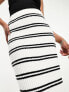 Фото #3 товара ASOS DESIGN knitted midi skirt in textured yarn in stripe