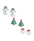 ფოტო #1 პროდუქტის Small Fun Holiday Winter Colors Enamel Santa Claus Christmas Tree Snowman Stud Earrings Set For Women Teens .925 Sterling Silver