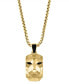 ფოტო #1 პროდუქტის EFFY® Men's Black Spinel Lion Dog Tag 22" Pendant Necklace in 14k Gold-Plated Sterling Silver & Black Rhodium