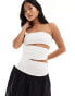 4th & Reckless Petite exclusive bandeau cut out dropped waist maxi dress in monochrome