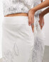 ASOS EDITION embroidered lace panelled maxi skirt co-ord in silver Серебристый, 36 - фото #3