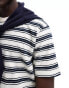 Selected Homme oversized textured t-shirt in navy and white stripe