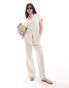 Фото #1 товара Pieces wide leg linen trousers co-ord in cream