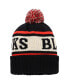 Фото #2 товара Men's Black, White Chicago Blackhawks Pillow Line Cuffed Knit Hat with Pom