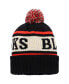 ფოტო #2 პროდუქტის Men's Black, White Chicago Blackhawks Pillow Line Cuffed Knit Hat with Pom