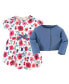 Baby Girls Baby Organic Cotton Dress and Cardigan 2pc Set, Garden Floral