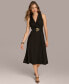 ფოტო #3 პროდუქტის Donna Karan Women's Belted Sleeveless A-Line Dress