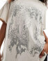 Weekday Emy oversized t-shirt with fairy graphic print in stone