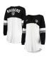 Фото #1 товара Women's White, Black Las Vegas Raiders Athletic Varsity Lace-Up V-Neck Long Sleeve T-shirt