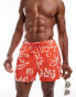 Фото #1 товара ASOS DESIGN swim shorts in short length in red floral print