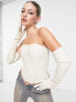 Фото #1 товара Simmi bandeau corset top with gloves in ecru