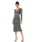 Фото #1 товара Women's Long Sleeve Geometric Sequin Midi Dress