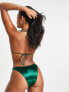 Фото #2 товара South Beach mix & match scoop high leg bikini bottom in high shine emerald green