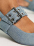 Stradivarius kitten heel with buckle in denim