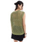 Фото #4 товара ONLY lurex open knit vest in green