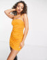 Фото #1 товара Rebellious Fashion gathered jersey mini dress with asymettic straps in orange