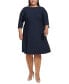 Plus Size 3/4-Sleeve Textured Knit Dress