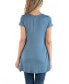 Women's Short Sleeve Loose Fit Tunic Top with V-Neck