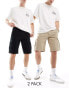 Jack & Jones 2 pack cargo shorts in black & beige