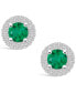 ფოტო #2 პროდუქტის Emerald (1 Ct. t.w.) and Diamond (1/3 Ct. t.w.) Halo Stud Earrings
