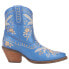 Dingo Primrose Embroidered Floral Snip Toe Cowboy Booties Womens Blue Casual Boo