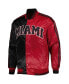 Men's Black, Red Miami Heat Fast Break Satin Full-Snap Jacket