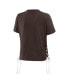ფოტო #4 პროდუქტის Women's Brown San Diego Padres Side Lace-Up Cropped T-shirt