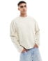 ASOS DESIGN oversized long sleeve boxy textured rib t-shirt in white