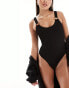 Фото #2 товара 4th & Reckless hugo tortoise shell buckle crinkle swimsuit in black