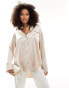 Фото #1 товара ASOS DESIGN satin pyjama style shirt in champagne