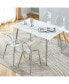 Rectangular imitation marble dining table with metal legs