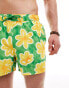 ASOS DESIGN swim shorts in short length in green floral print