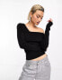 Фото #1 товара & Other Stories one shoulder long sleeve knitted top in black