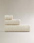 Фото #3 товара Cotton waffle-knit bath towel with coloured stripe