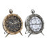 Настольные часы DKD Home Decor Карта Мира 22 x 17 x 29 cm Стеклянный Серебристый Чёрный Позолоченный Белый Железо (2 штук)