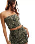 Фото #2 товара Sixth June co-ord camo print bandeau top in green