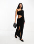 Фото #2 товара Pull&Bear one shoulder cut out maxi dress in black