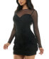 ფოტო #3 პროდუქტის Juniors' Round-Neck Ruched Mesh-Trim Dress