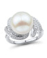ფოტო #1 პროდუქტის White Ming Pearl (12mm) & Diamond (1/4 ct. t.w.) Ring in 14k White Gold