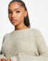 JDY wide neck knitted mini jumper dress in beige